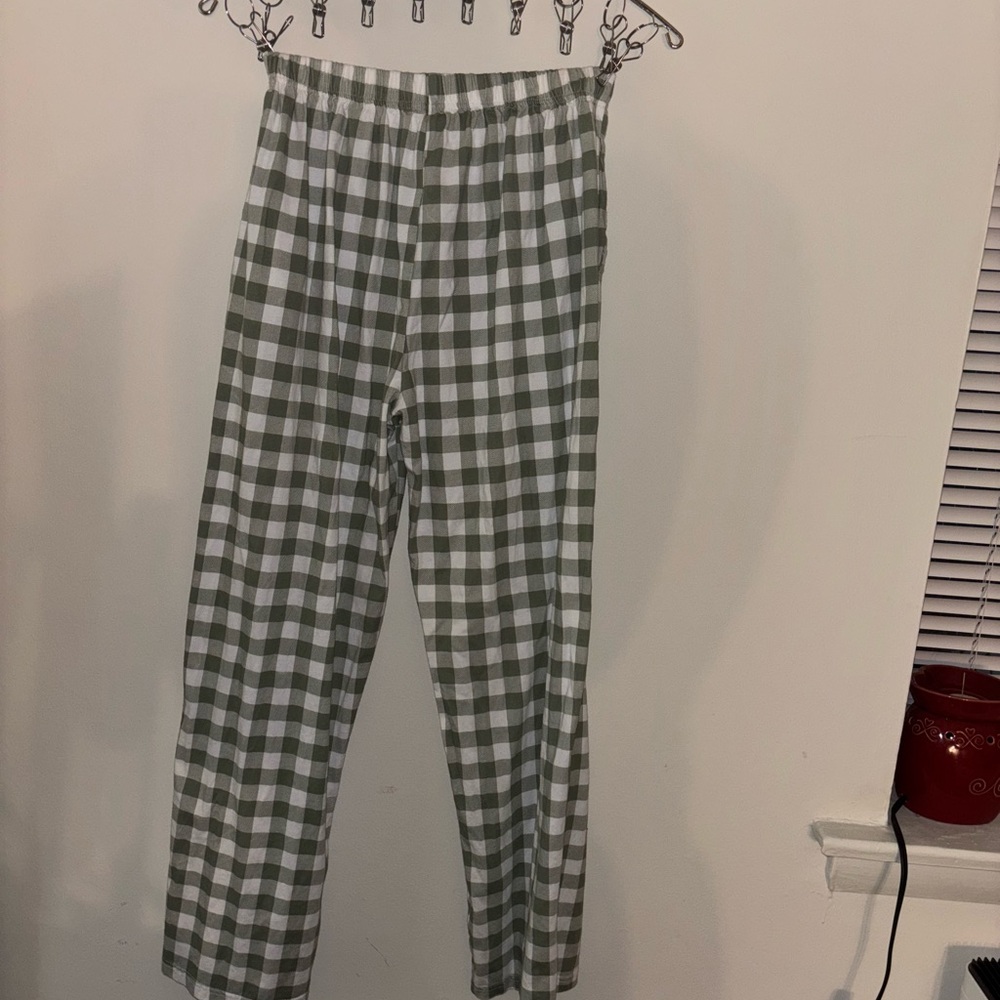 Green and White Checkered Pants
